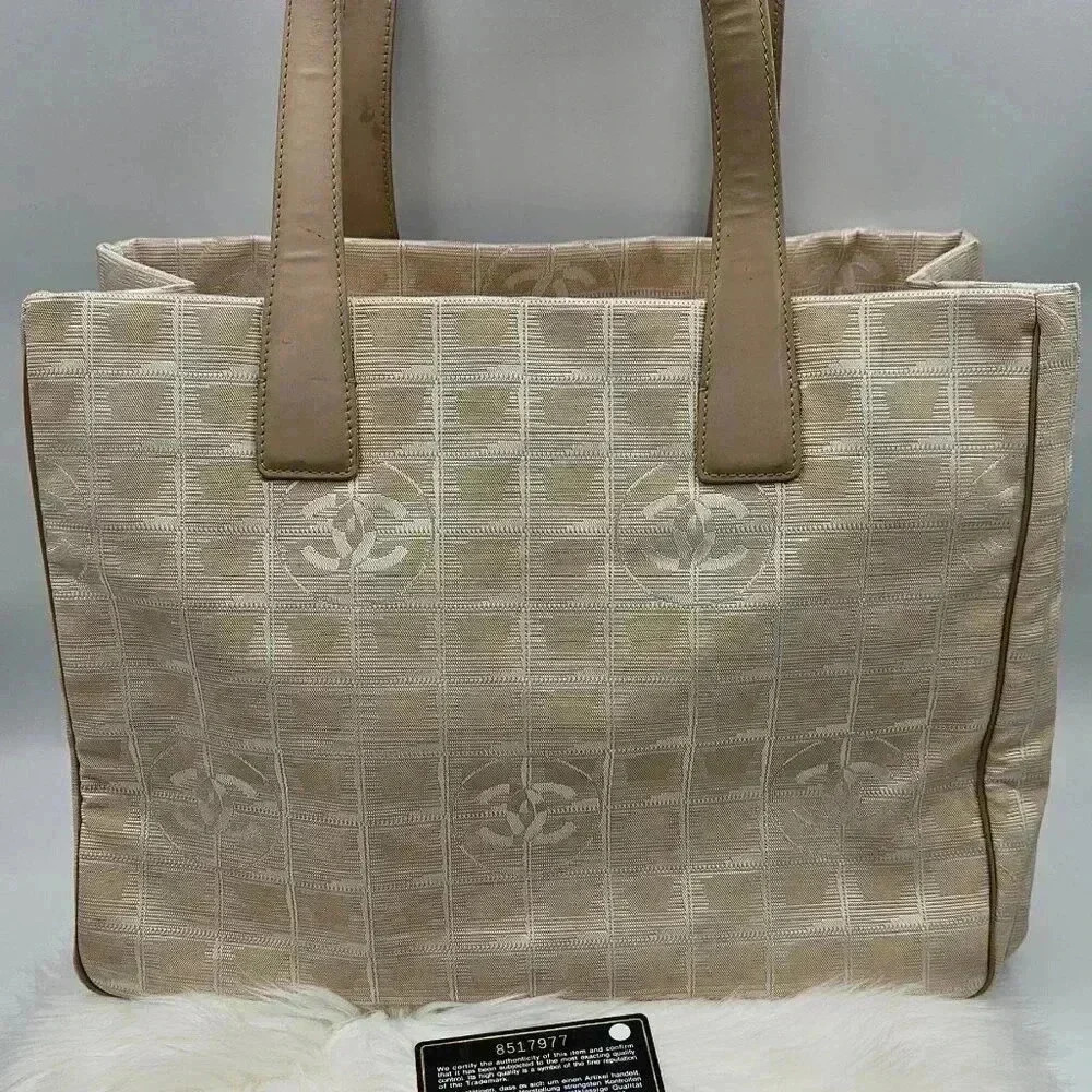 Chanel Beige Travel Line Shoulder Tote MM  Bag